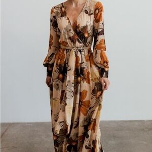 NEW! Baltic Born Orange and Cream Gown with Sheer Sleeves